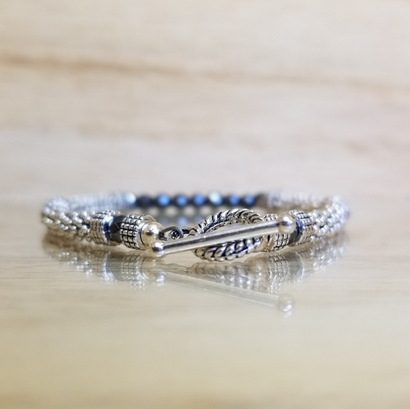 Gun Metal & Silver Hematite Beaded Toggle … - Picture 7 of 10